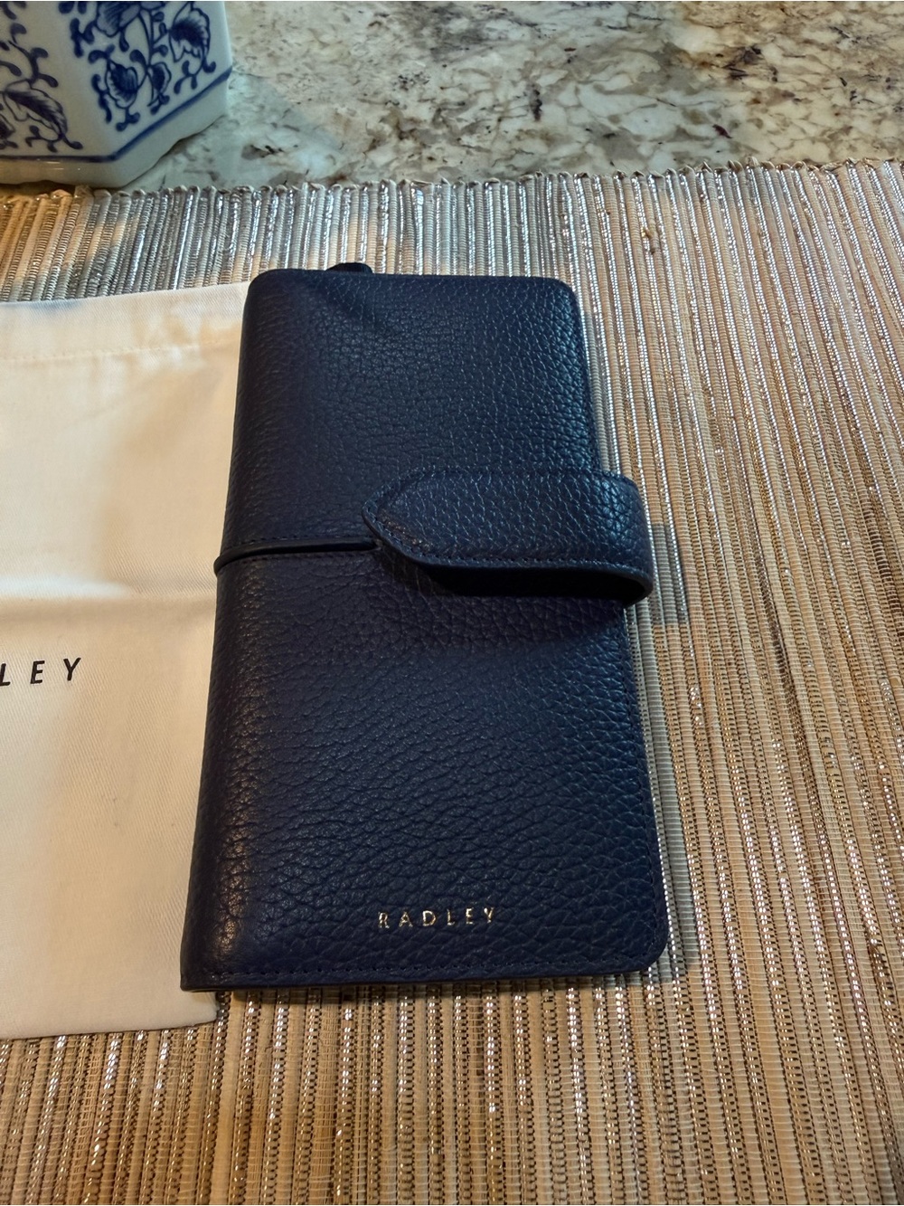 NEW RADLEY LONDON HILLGATE LARGE Pebbled Leather BIFOLD Wallet EVENFALL Blue